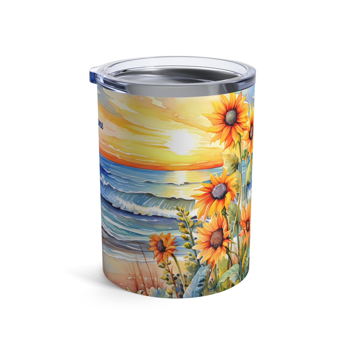 Sunset Beach Sunflowers Paradise: Personalize It! Your Name, Font and Color | Small Tumbler 🇺🇸🇨🇦