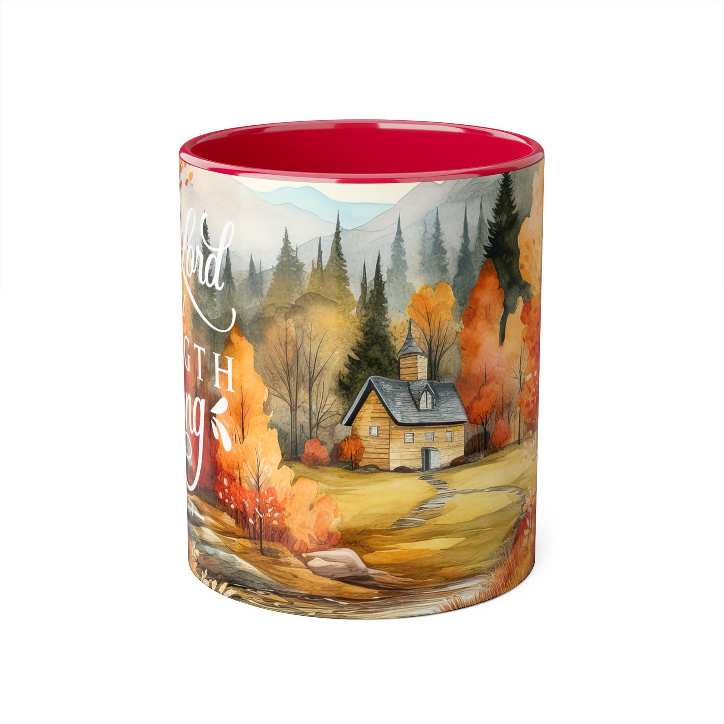 Autumn Passage: The Lord Is My Strength | Accent Mug (Small) (Red/Yellow).