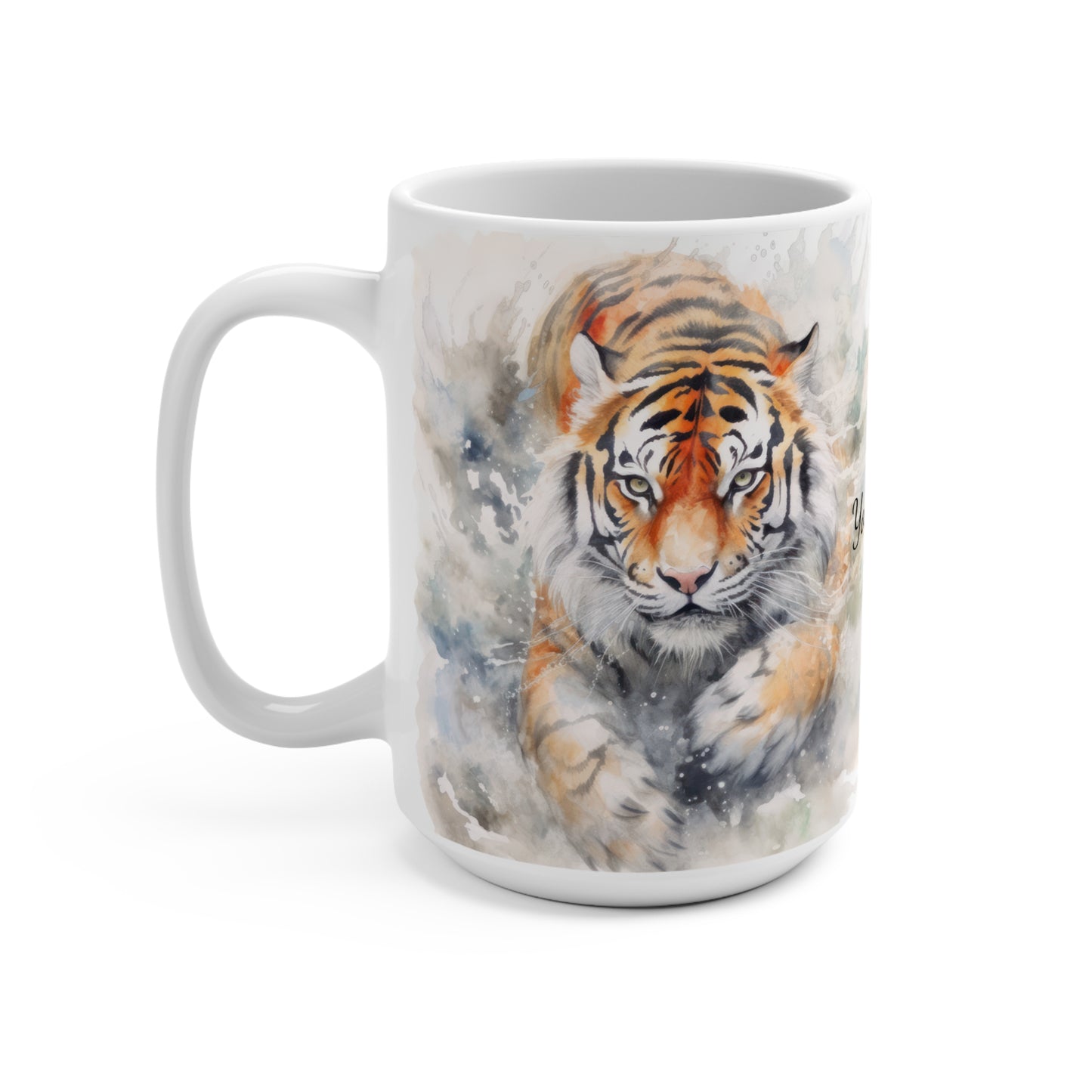 Twin Mystic Tigers: Personalize It! Your Name, Your Font | Ceramic Mug (Medium)