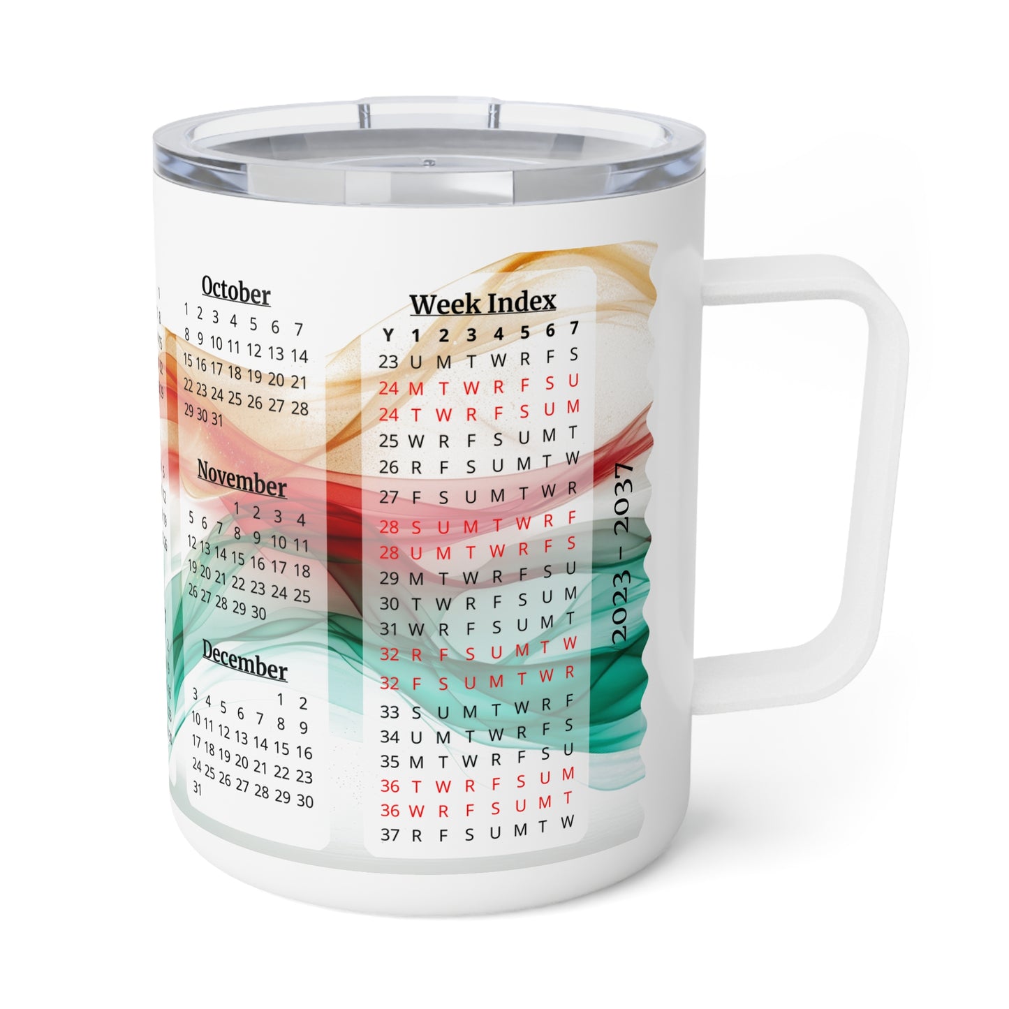 Seta Italiana, 15 Year Calendar 2023 to 2037, Insulated Coffee Mug