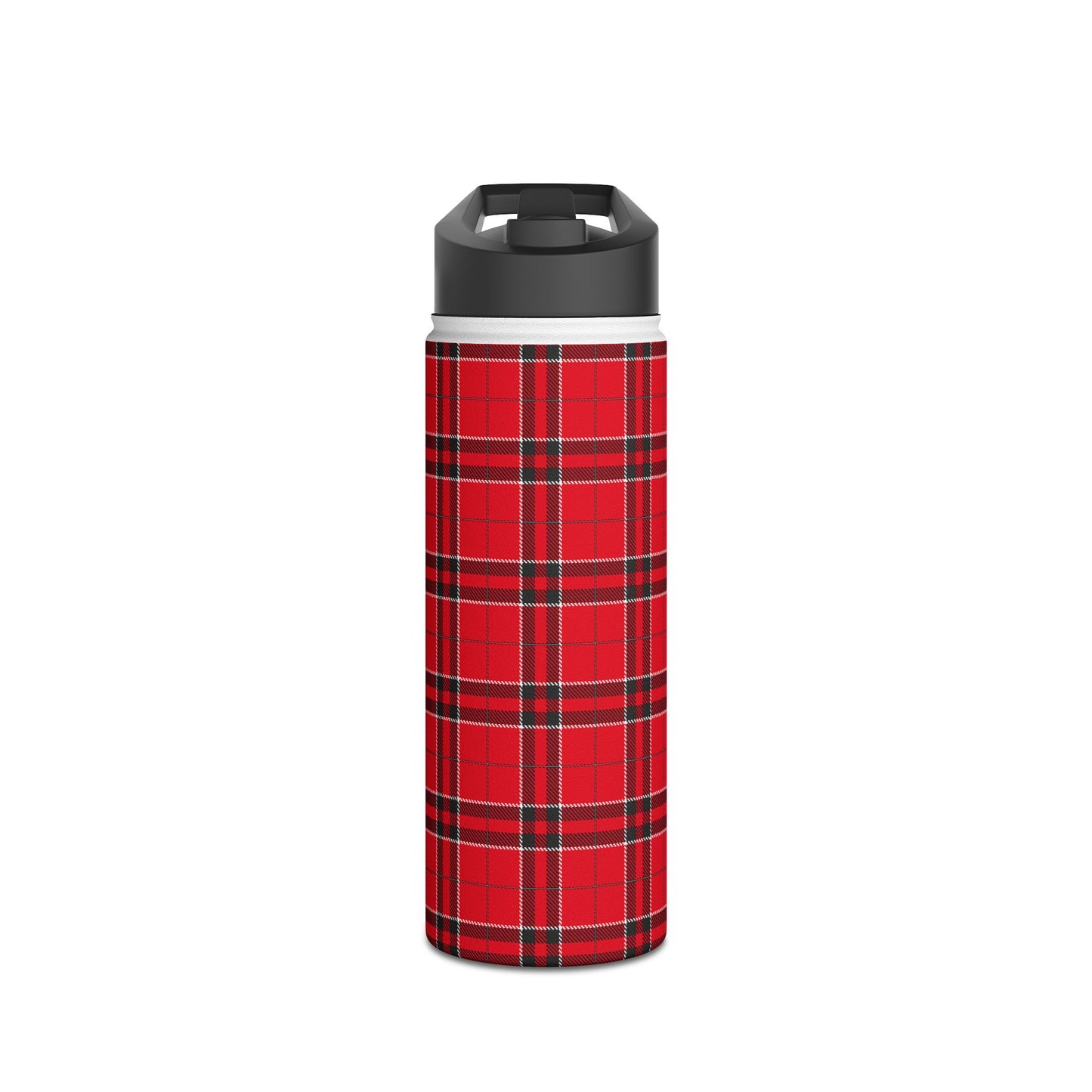 Red and Black Tartan Plaid | Stainless Steel Water Bottle Standard Lid (Small/Medium)