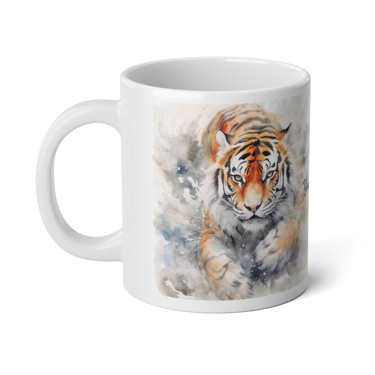 Twin Mystic Tigers: Personalize It! Your Name, Your Font | Ceramic Mug (Large)