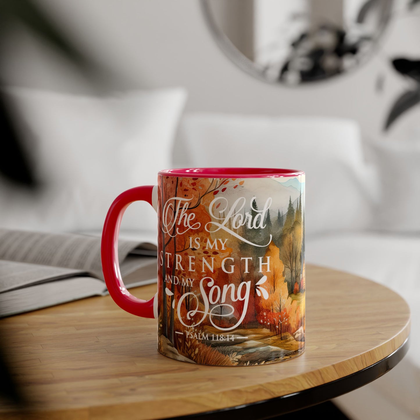 Autumn Passage: The Lord Is My Strength | Accent Mug (Small) (Red/Yellow).