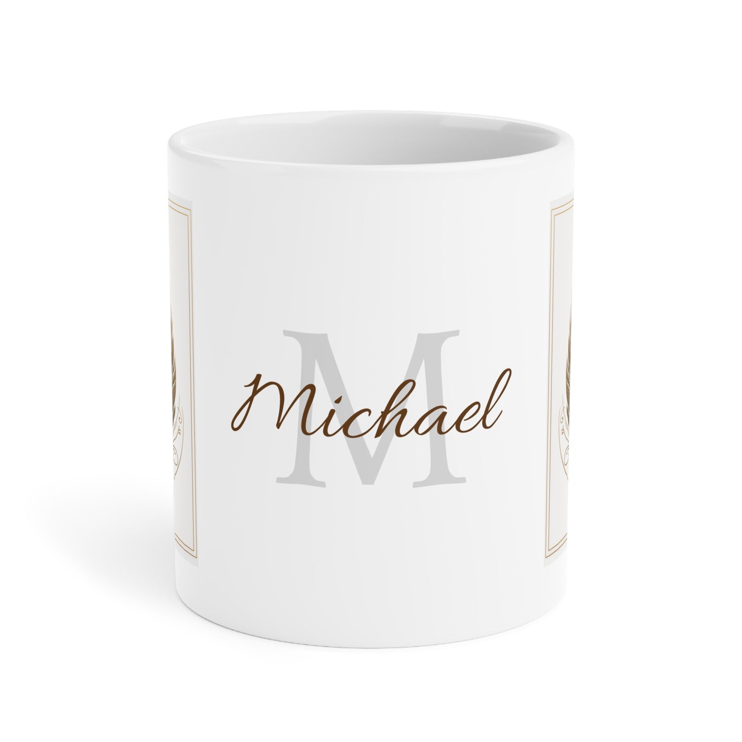 Golden Feather: Personalize It! Your Name | Ceramic Mug (Small/Medium/Large)