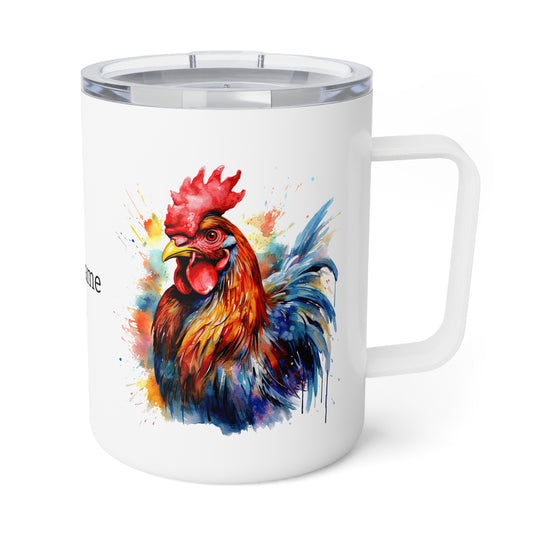 Majestic Rooster: Personalize It! Your Name and Font | Insulated Coffee Mug 🇺🇸🇨🇦