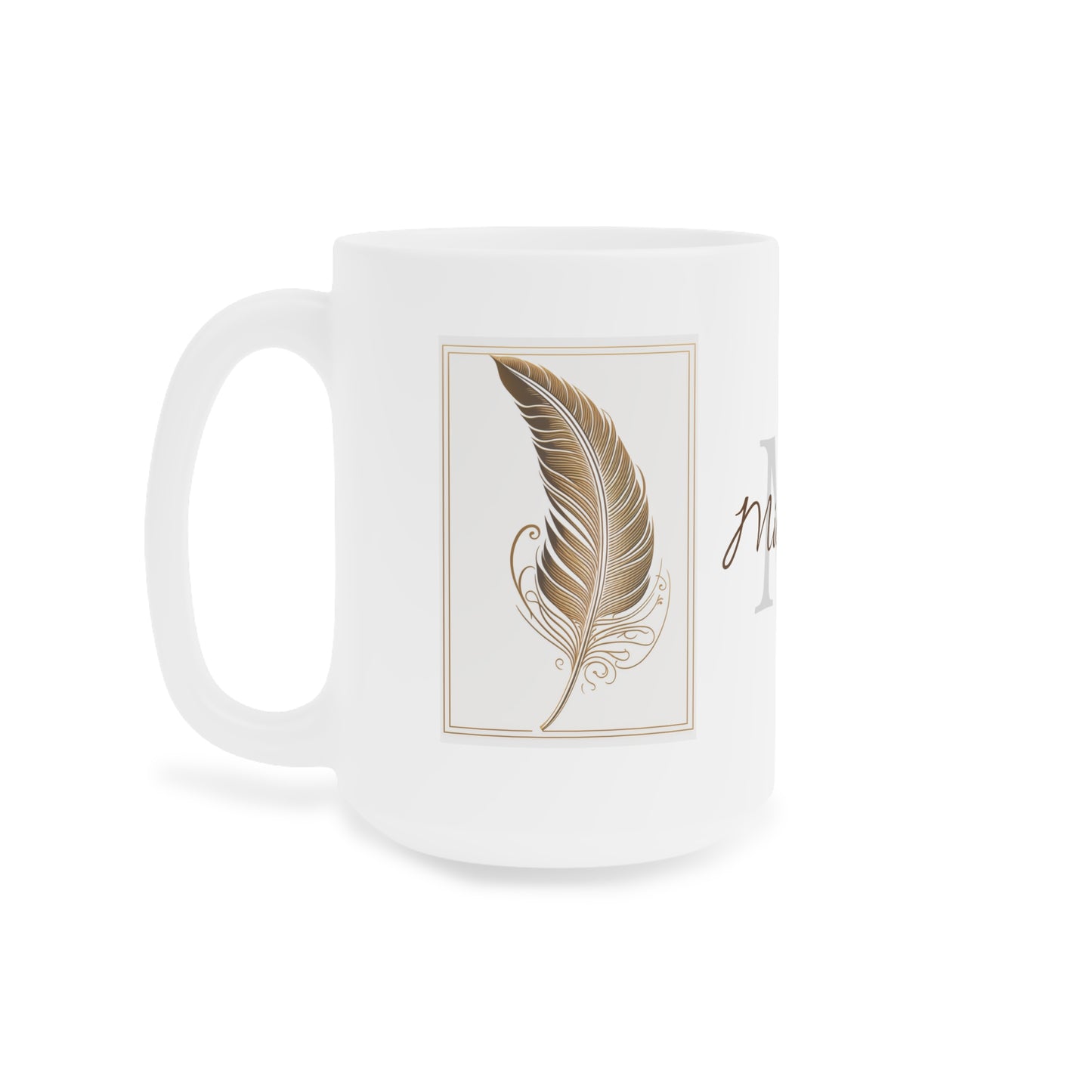 Golden Feather: Personalize It! Your Name | Ceramic Mug (Small/Medium/Large)