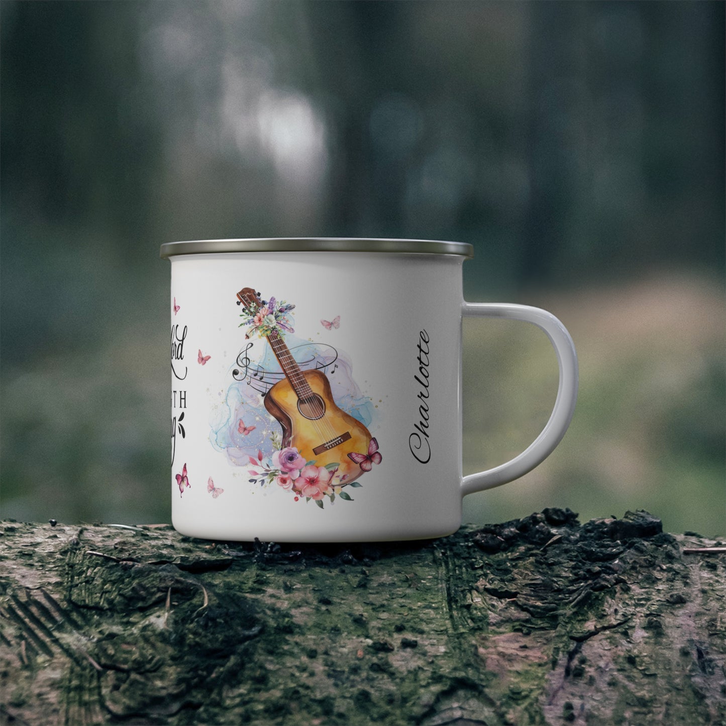 Melodic Faith Inspiration · Personalize It! Your Name, Font and Color | Enamel Camping Mug