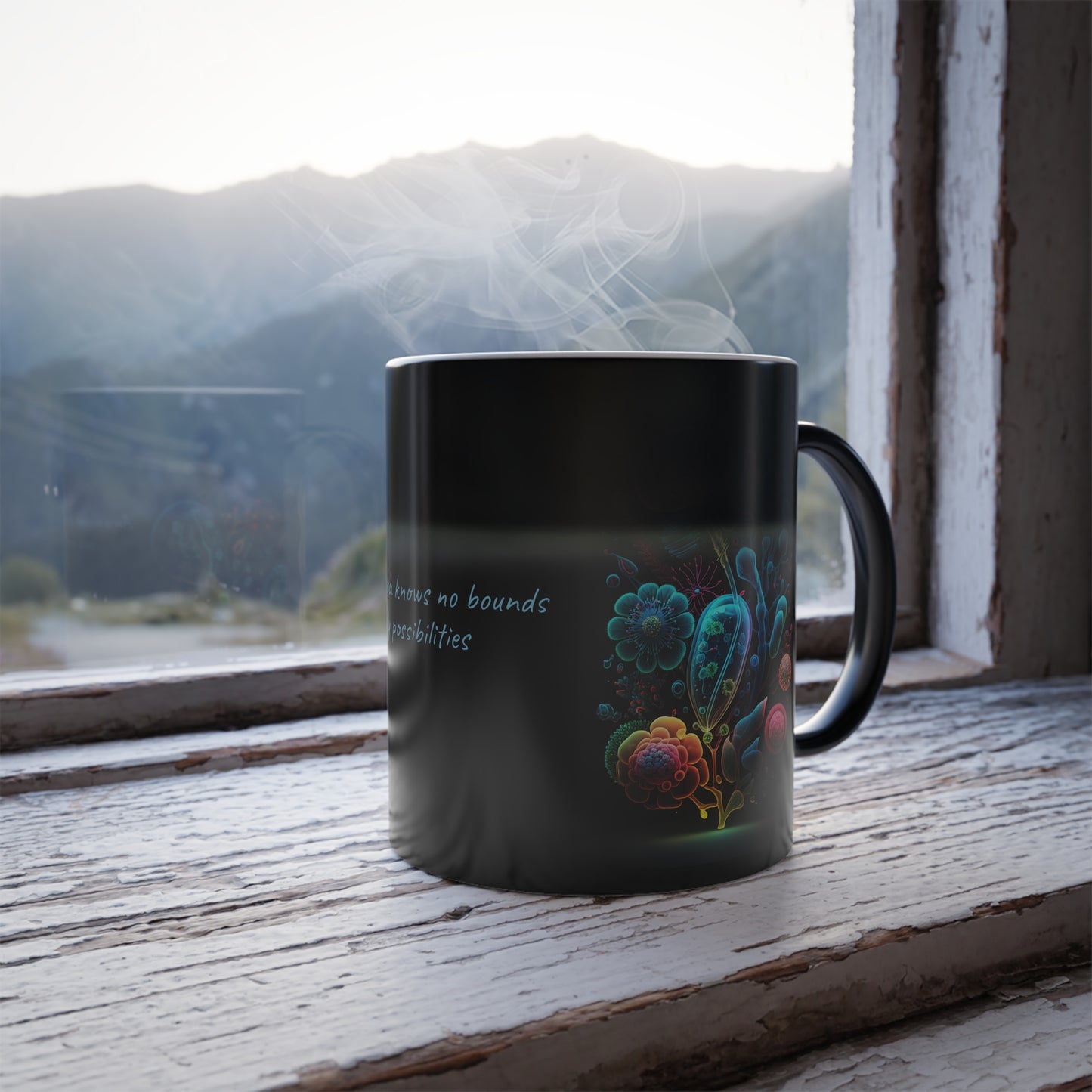 Luminescent Floral Amoeba · Customize It! Your Text or Quote | Magic Mug (Small)