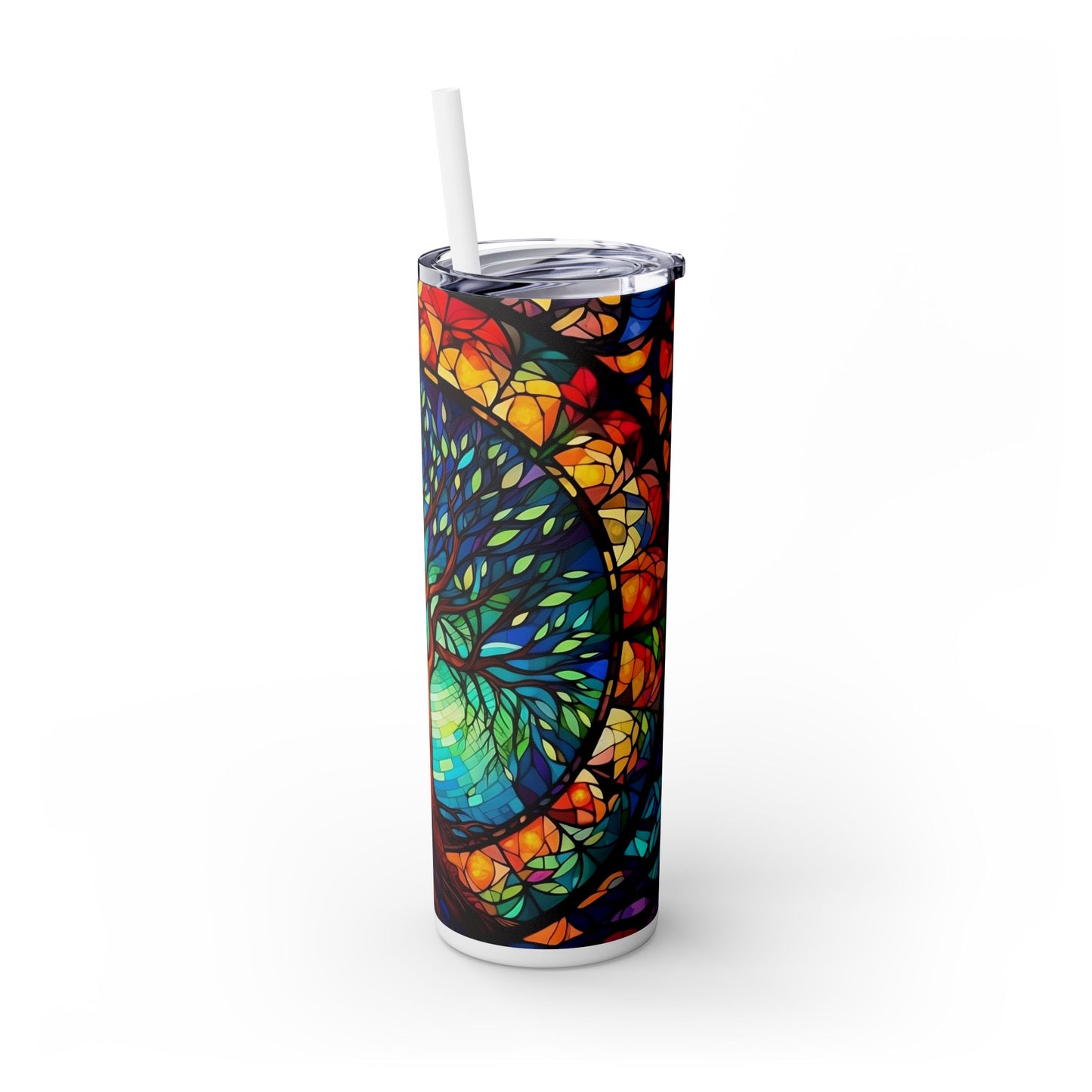 Tree of Life in Stained Glass | Skinny Tumbler with Straw