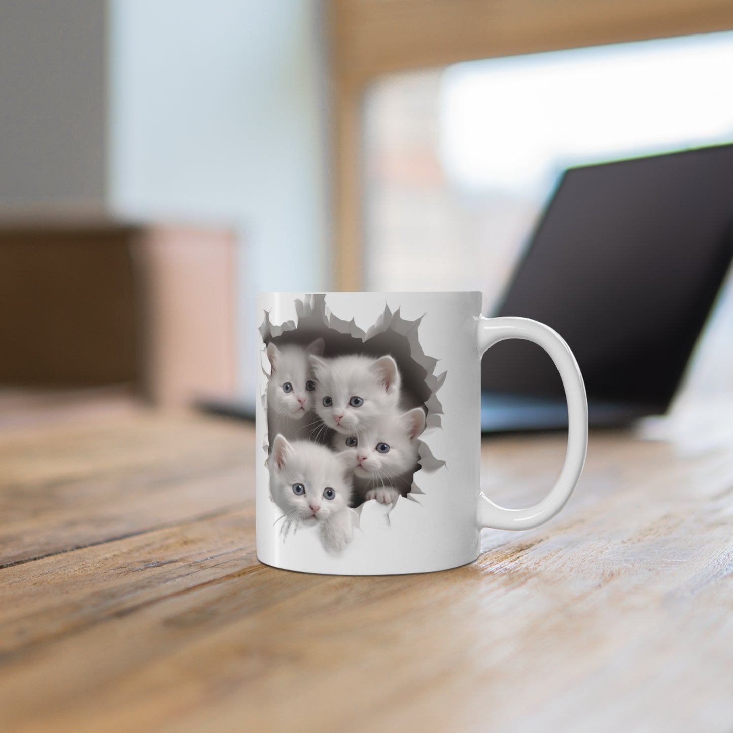 White Kittens in a Mug Hole | Ceramic Mug (Small)