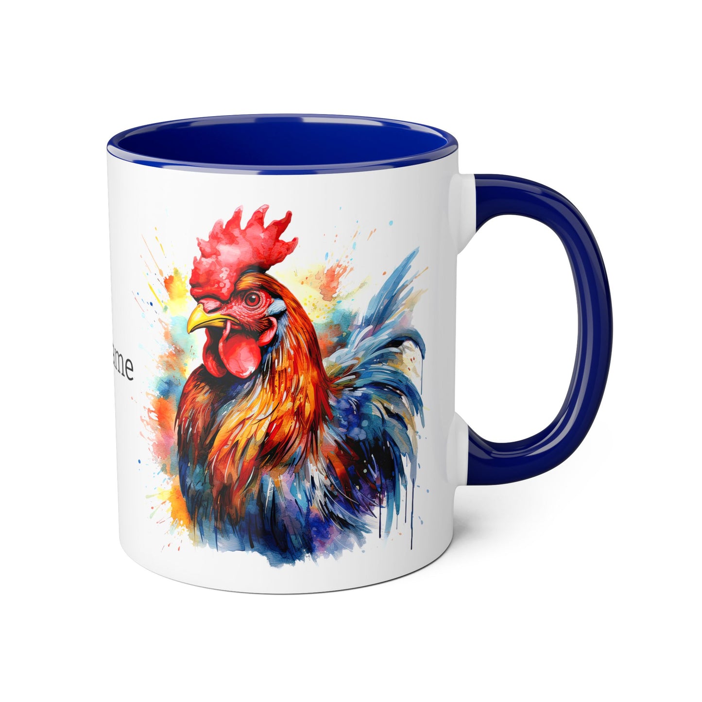 Majestic Rooster: Personalize It! Your Name and Font | Accent Mug (Small) (Black/Blue/Light Green/Pink/Red/Yellow) 🇨🇦🇺🇸