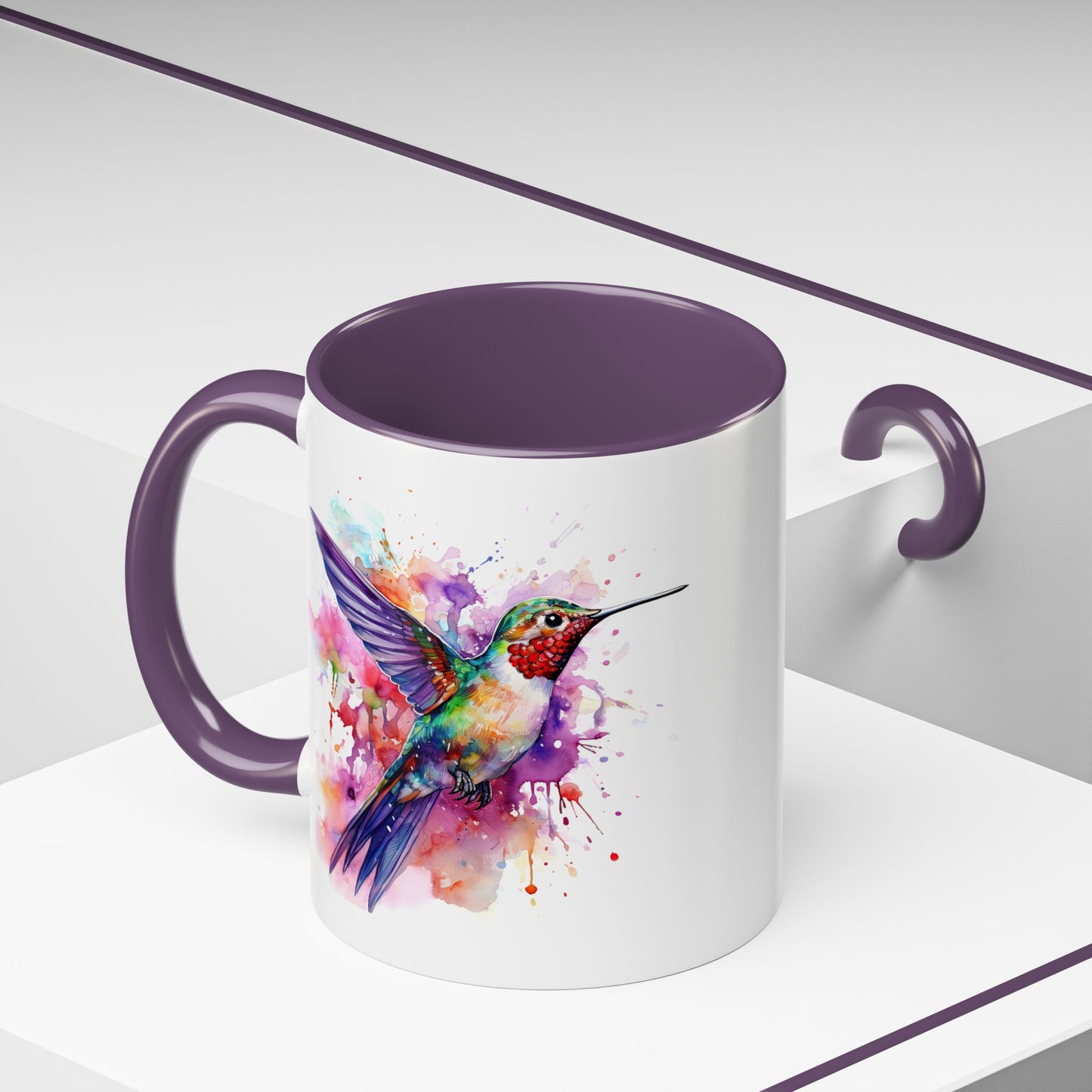 Hummingbird · Personalize It! With Your Name | Accent Mug (Small/Medium) (Black, Light Blue, Navy, Orange, Pink, Purple, Red, Yellow)