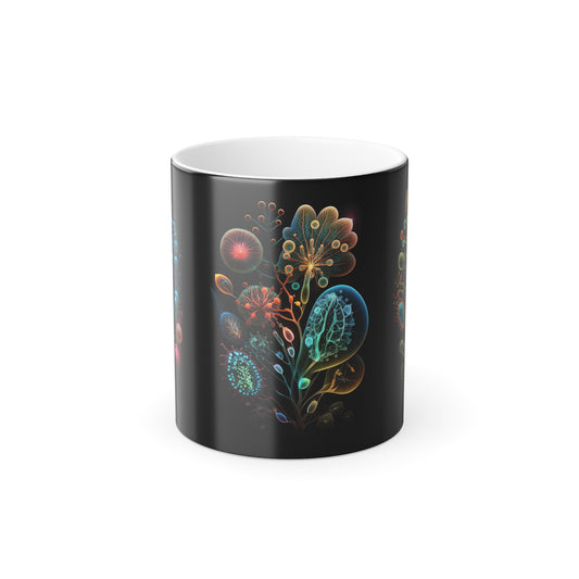 Neon Floral Amoeba 1 2 & 3, Magic Mug (Small)