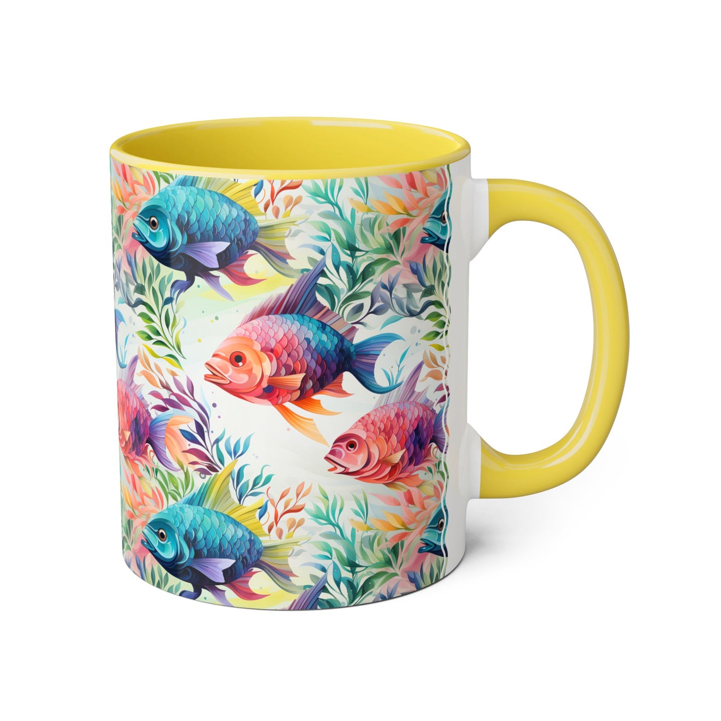 Fish Garden | Accent Mug (Small) (Light Green/Red/Yellow).