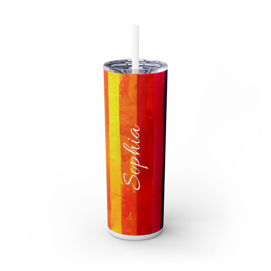 Vertical Rainbow Stripes · Personalize It! Your Name and Font | Skinny Tumbler with Straw