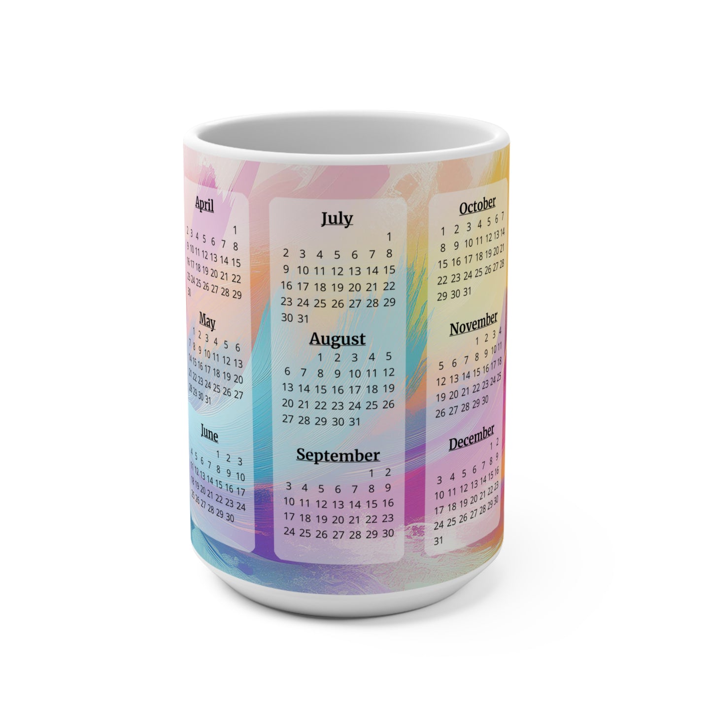 Palette of Pinks and Pastels, 15 Year Calendar 2023 to 2037, Ceramic Mug (Medium)