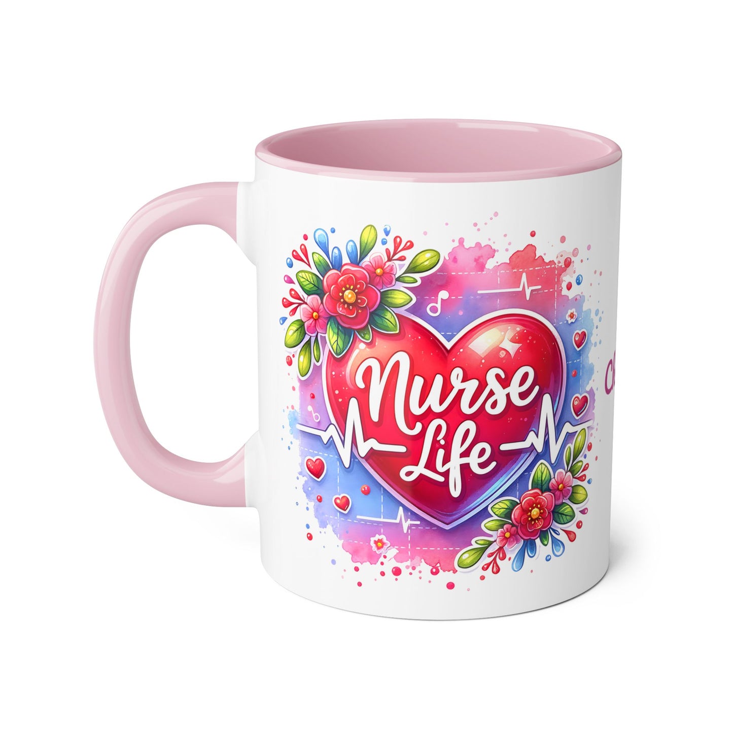 Nurse Life · Personalize It! Your Name | Accent Mug (Small) (Black/Blue/Light Green/Pink/Red/Yellow).