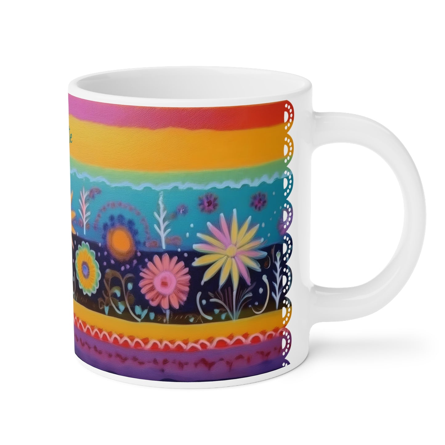 Floral Tapestry Bloom: Personalize It! Your Name, Font and Color | Ceramic Mug (Small/Medium/Large)