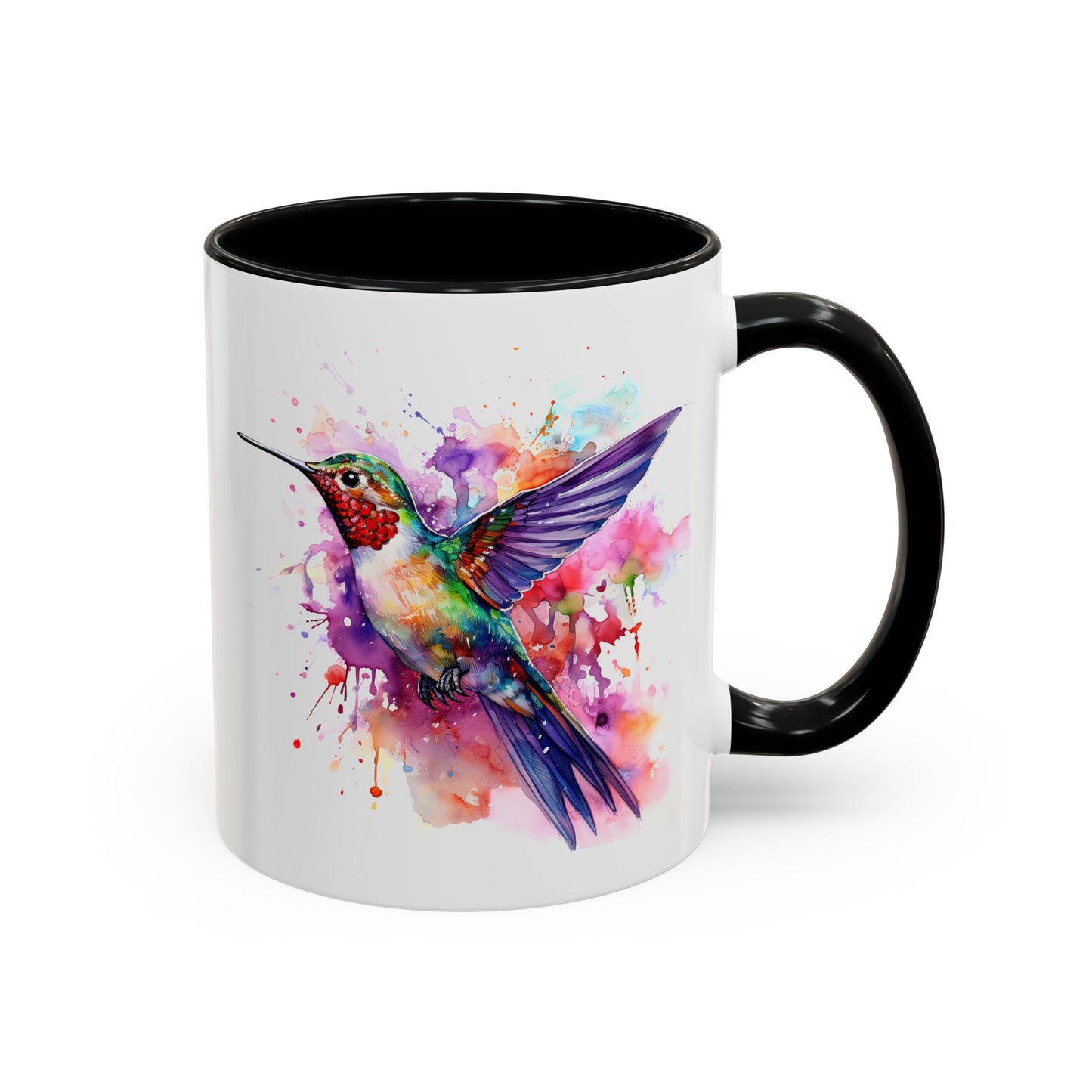 Hummingbird · Personalize It! With Your Name | Accent Mug (Small/Medium) (Black, Light Blue, Navy, Orange, Pink, Purple, Red, Yellow)