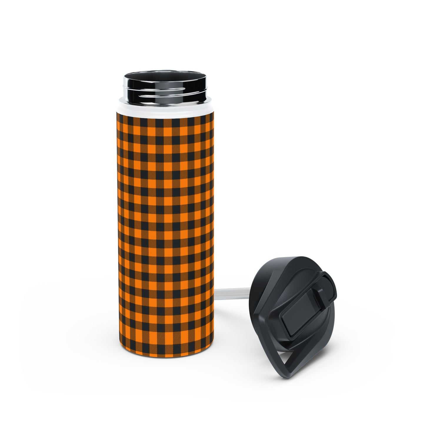 Black Orange Checks | Stainless Steel Water Bottle Standard Lid (Small/Medium)