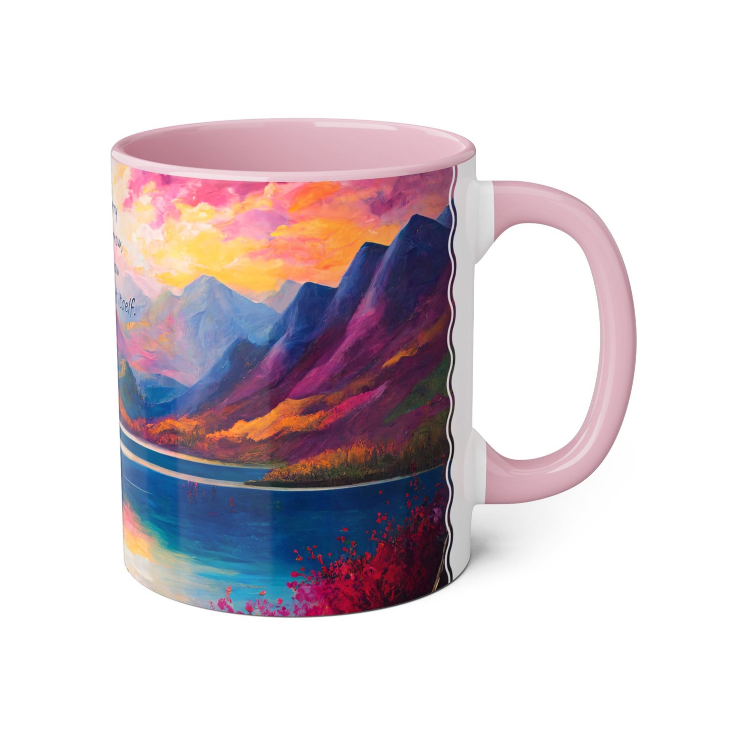 Autumn Lake · Customize It! Your Text or Quote | Accent Mug (Small) (Blue/Pink/Red/Yellow).