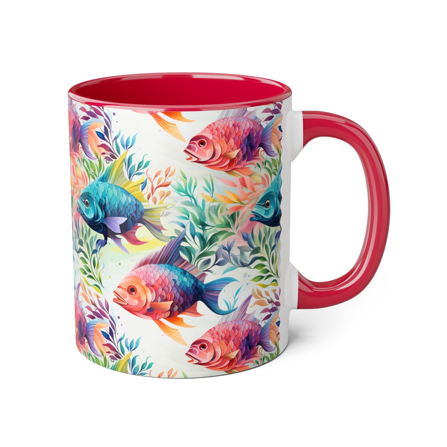 Fish Garden, Accent Mug (Small) (Light Green/Red/Yellow)