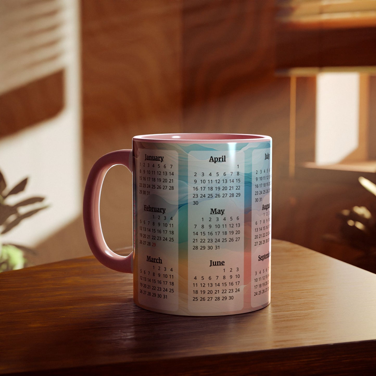 Crystal Clouds · Calendar Mugs: 15-Year Calendar 2023 to 2037 | Accent Mug (Small) (Pink/Red).