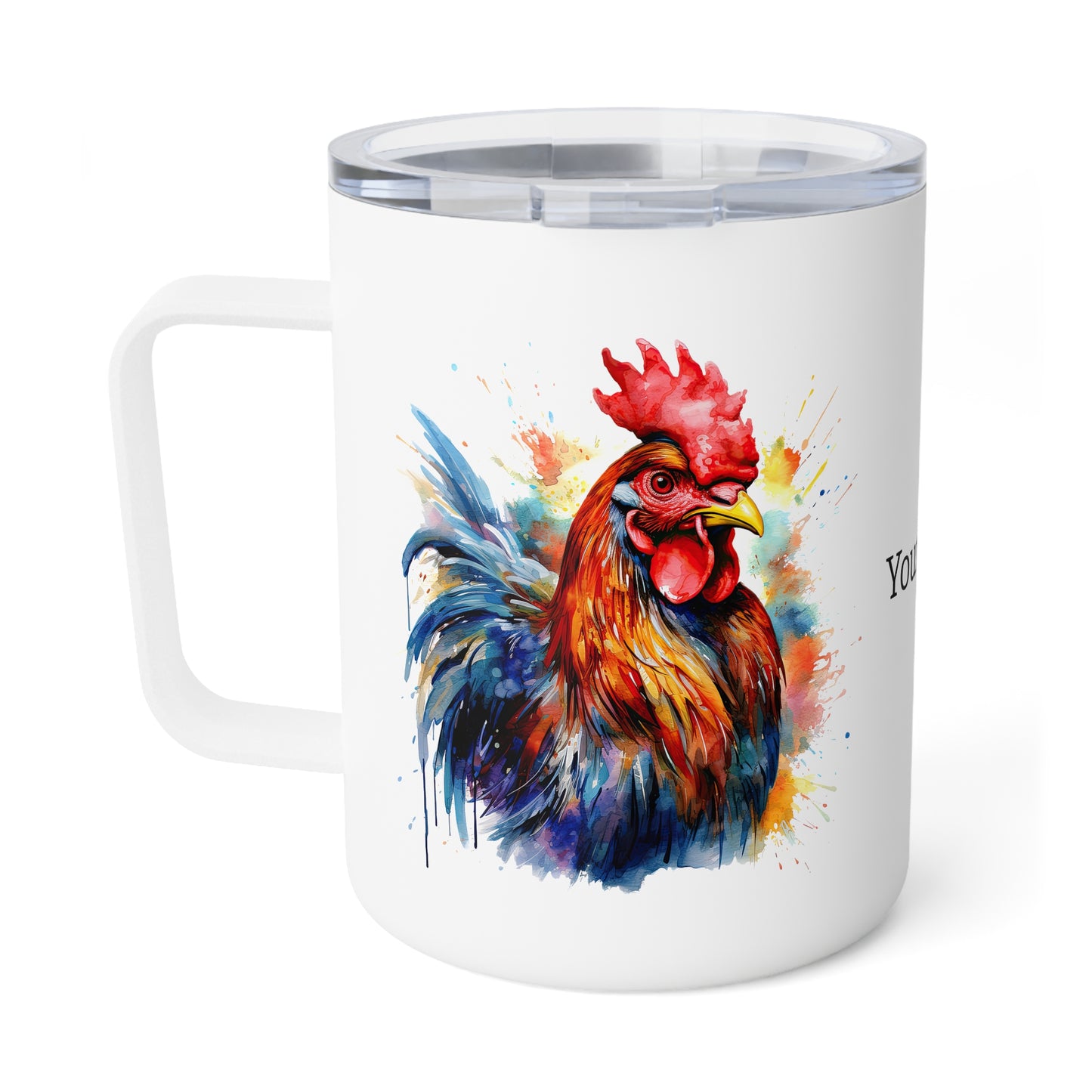 Majestic Rooster: Personalize It! Your Name and Font | Insulated Coffee Mug 🇺🇸🇨🇦