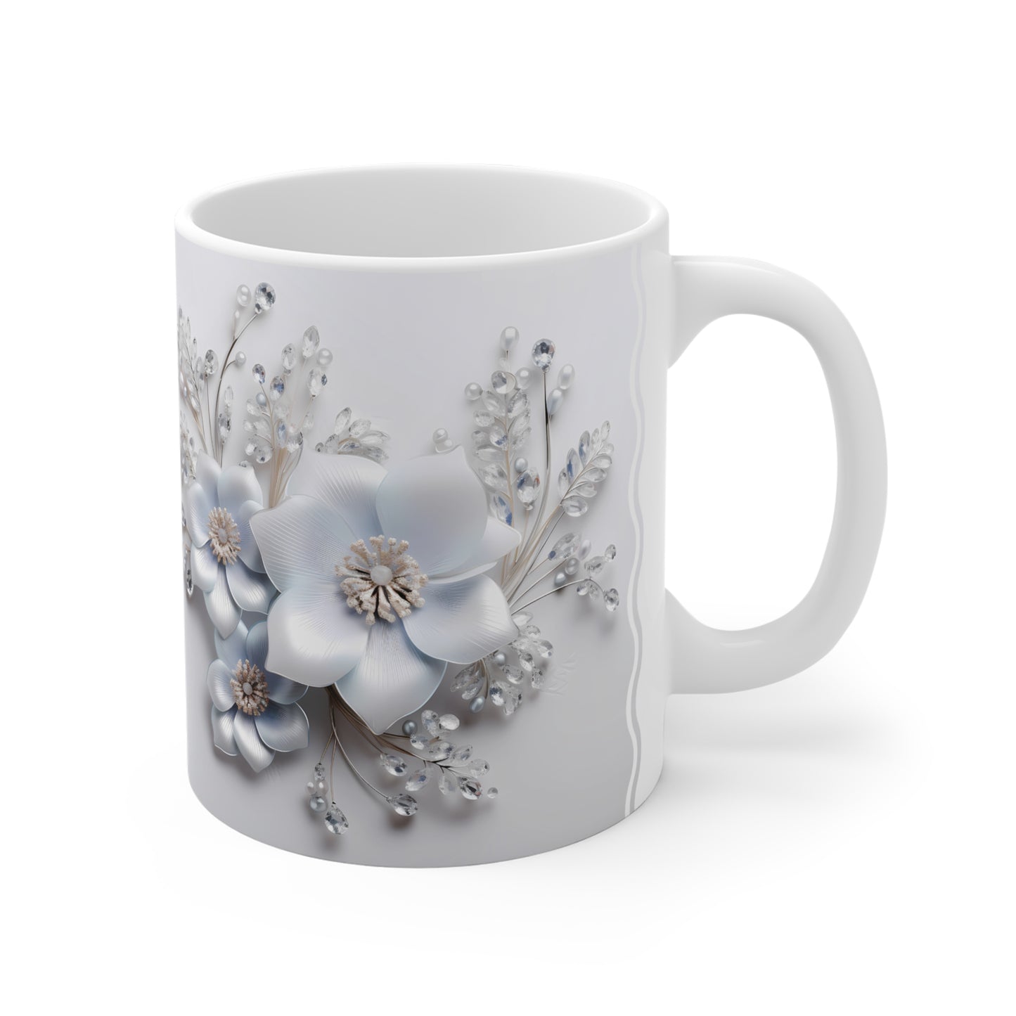 Flores Blancas, Ceramic Mug (Small/Medium)