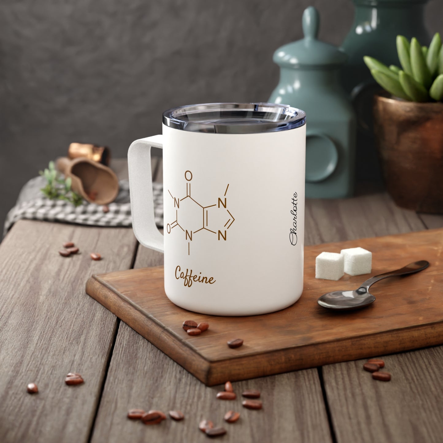 Caffeine Chemical Formula: Personalize It! Your Name Your Font | Insulated Coffee Mug