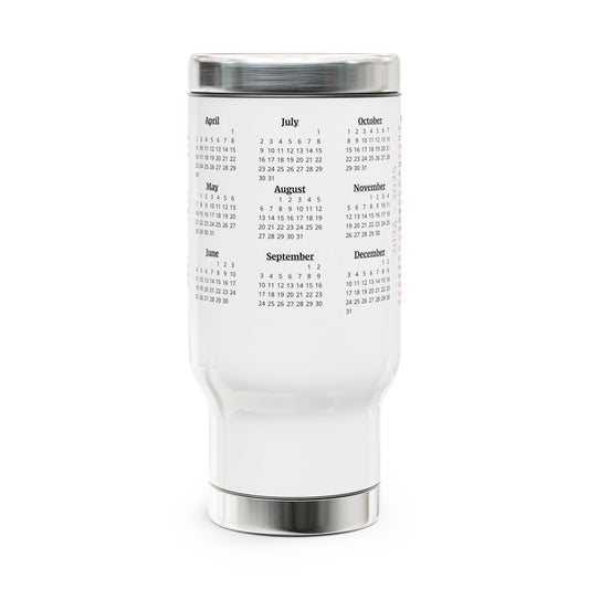 Calendar Mugs: 15-Year Calendar 2023 to 2037 | Stainless Steel Travel Mug with Handle