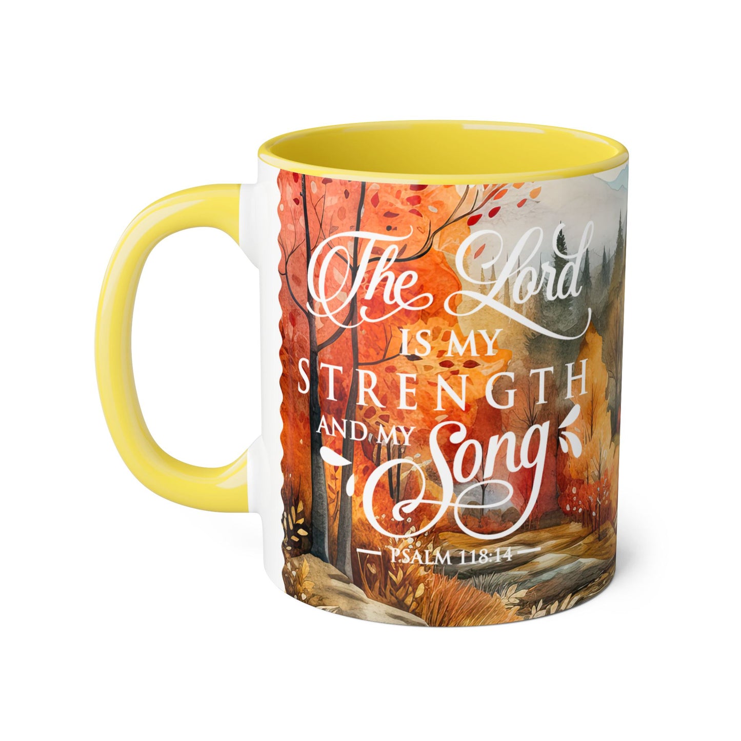 Autumn Passage: The Lord Is My Strength | Accent Mug (Small) (Red/Yellow).