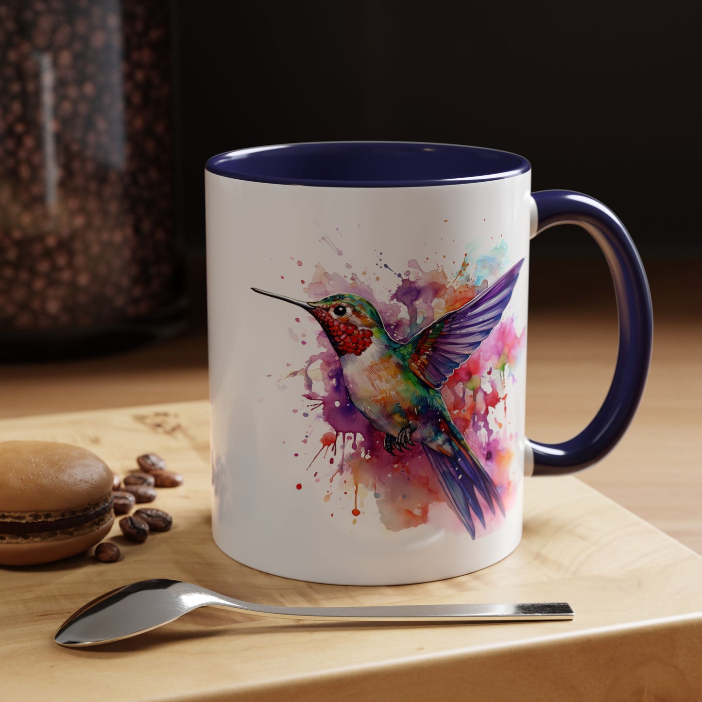 Hummingbird · Personalize It! With Your Name | Accent Mug (Small/Medium) (Black, Light Blue, Navy, Orange, Pink, Purple, Red, Yellow)