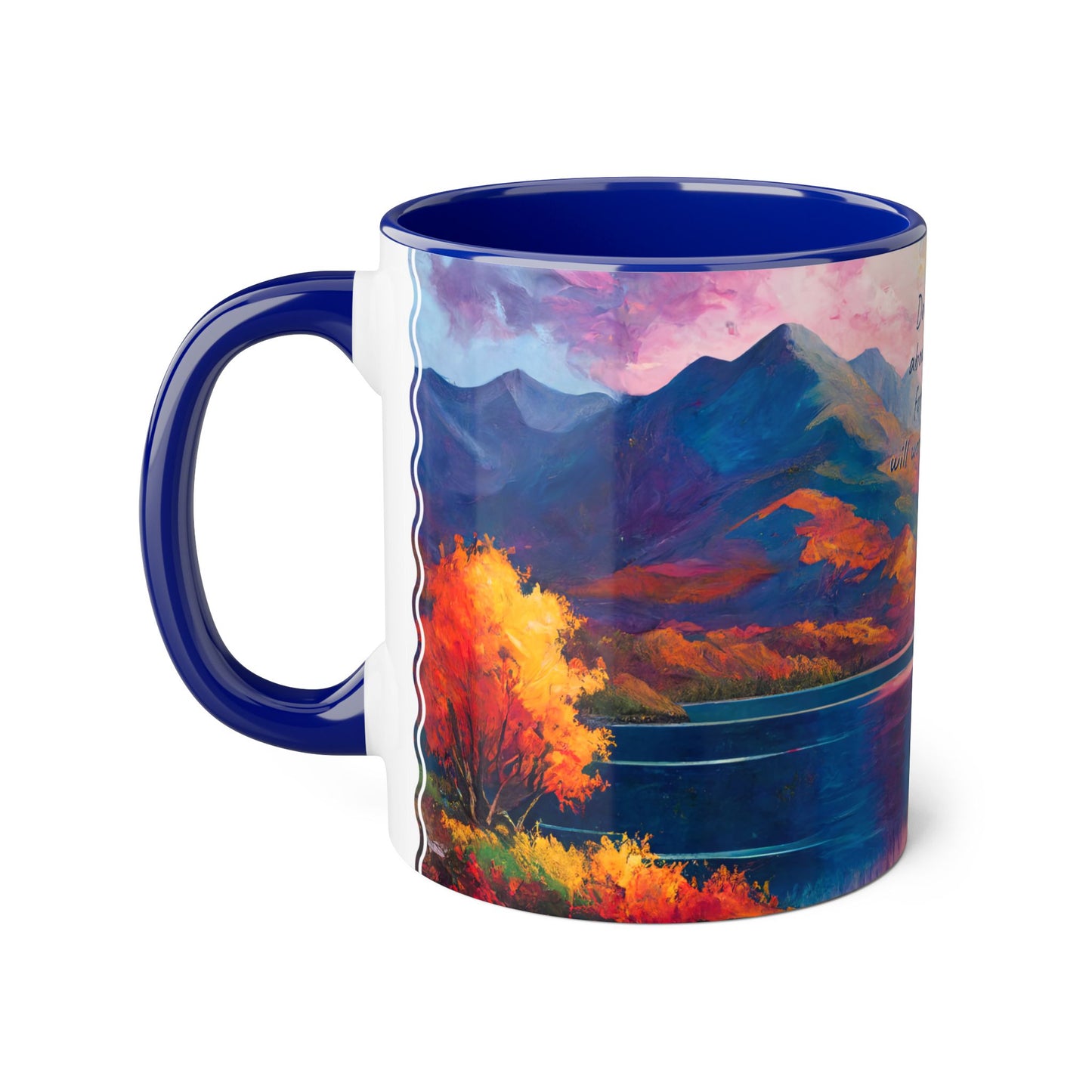 Autumn Lake · Customize It! Your Text or Quote | Accent Mug (Small) (Blue/Pink/Red/Yellow).