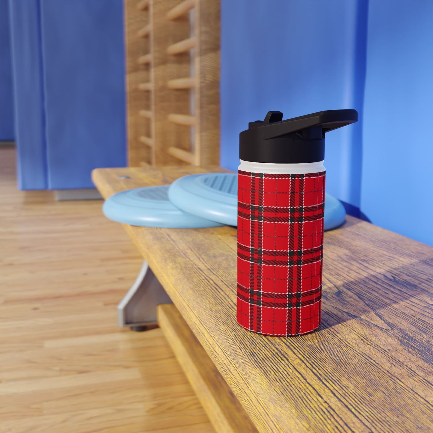 Red and Black Tartan Plaid | Stainless Steel Water Bottle Standard Lid (Small/Medium)