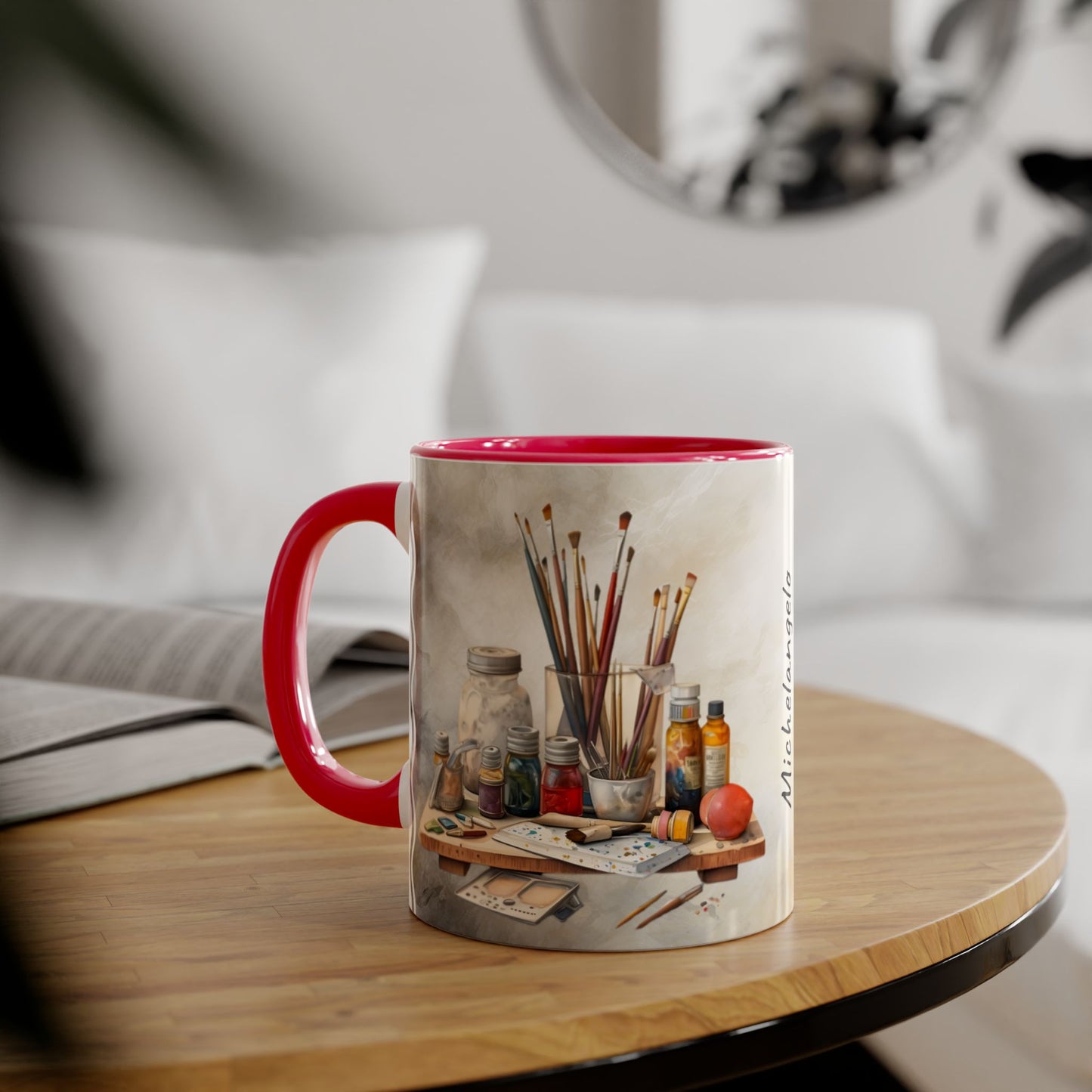 Artist's Painting Tools · Personalize It! Your Name | Accent Mug (Small) (Black/Light Green/Pink/Navy Blue/Red/Yellow).