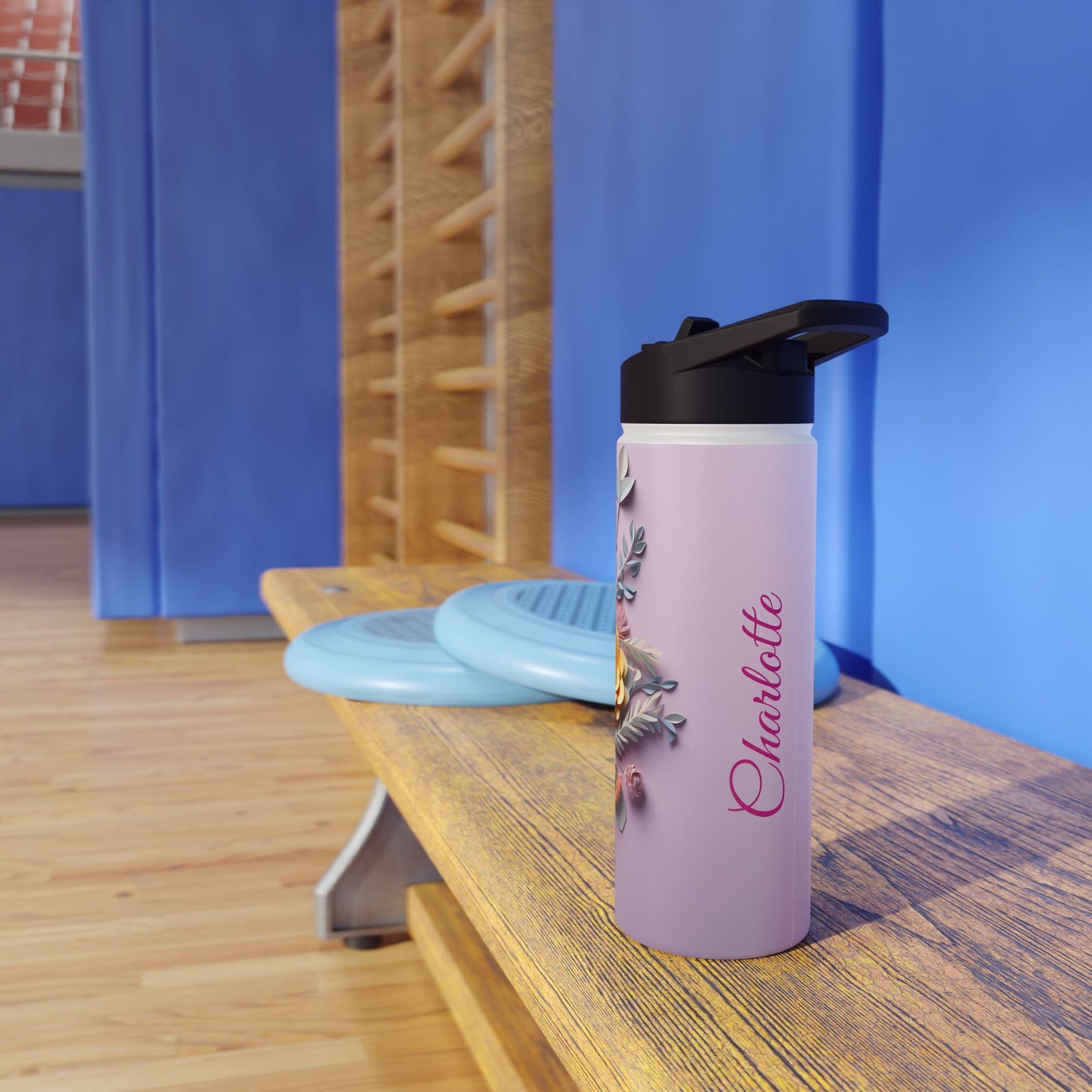 Pastel Paper Floral Dream: Personalize It! Your Name, Your Font | Stainless Steel Water Bottle Standard Lid (Small/Medium)