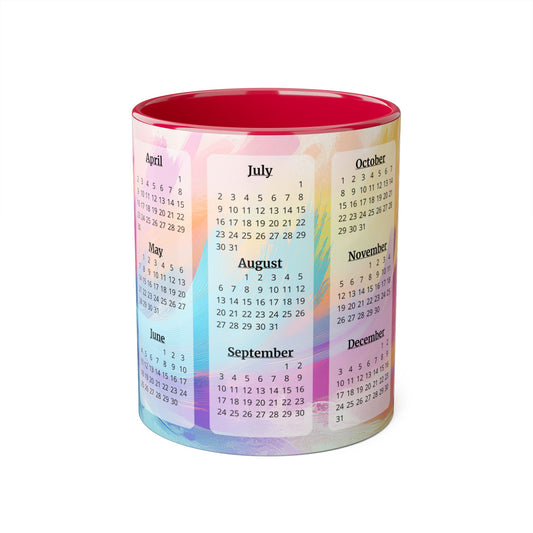 Palette of Pinks and Pastels, 15 Year Calendar 2023 to 2037, Accent Mug (Small) (Pink/Red/Yellow)