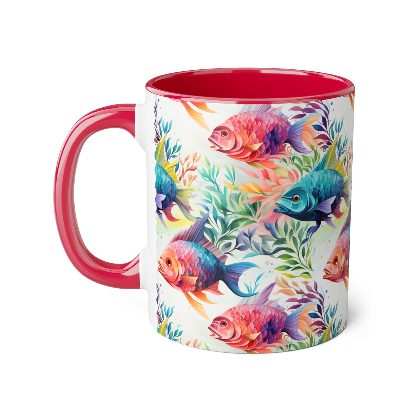 Fish Garden, Accent Mug (Small) (Light Green/Red/Yellow)