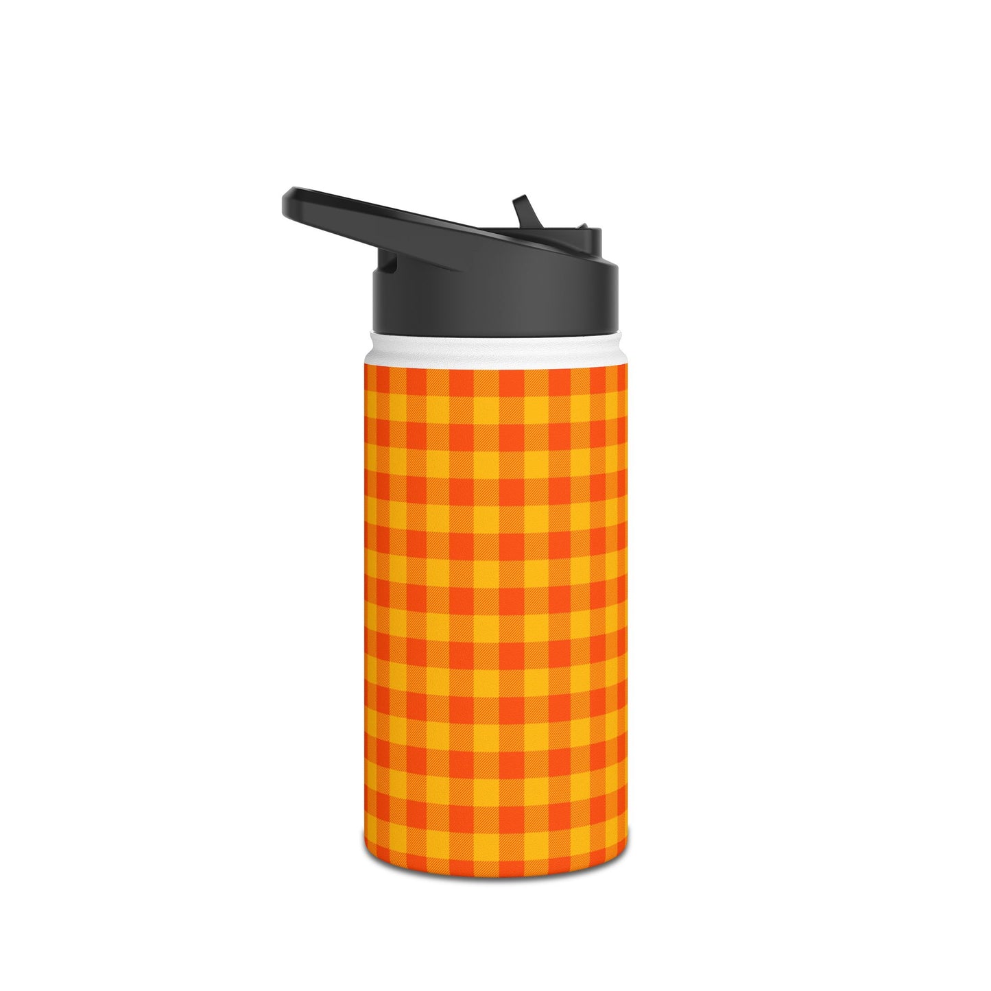 Orange Checks | Stainless Steel Water Bottle Standard Lid (Small/Medium)