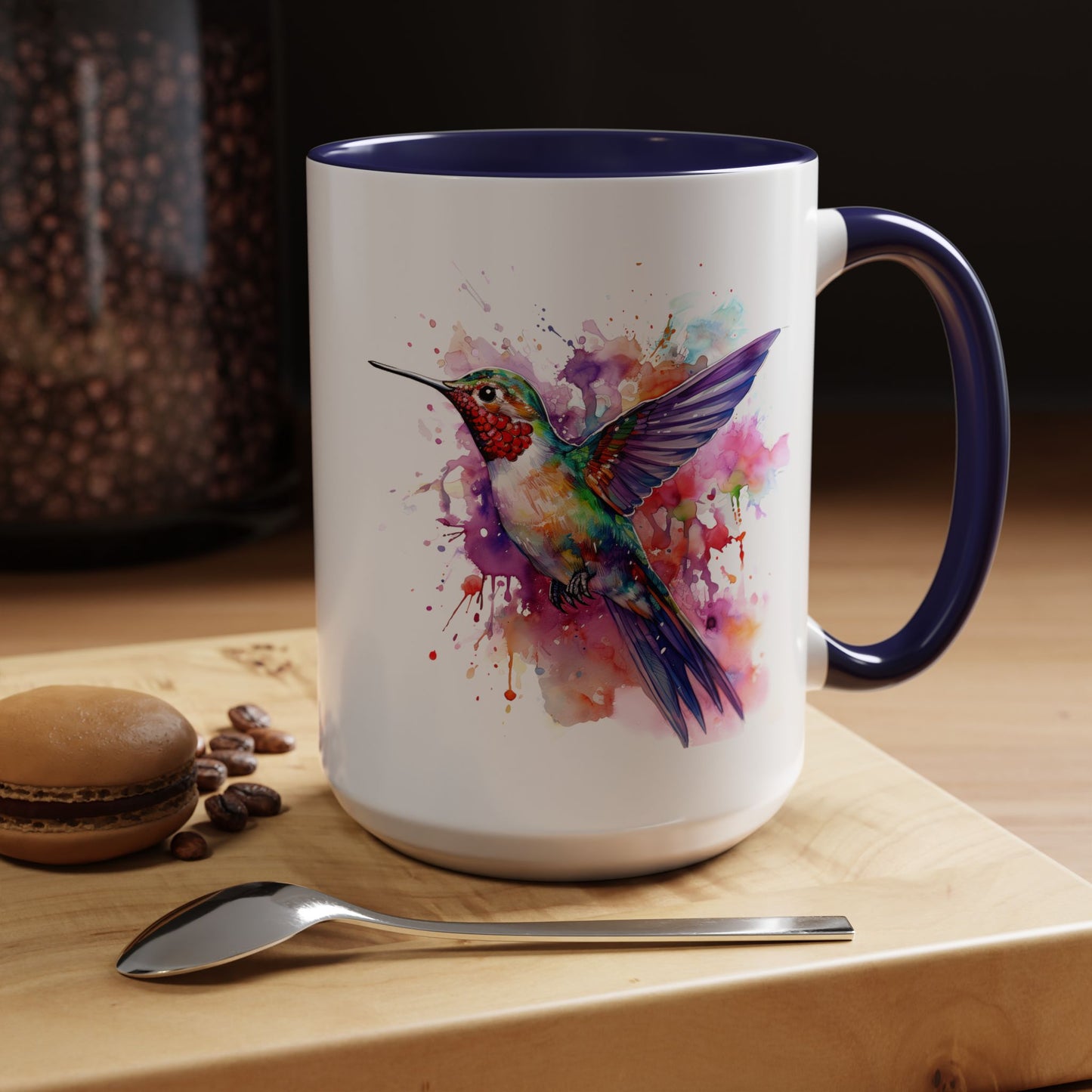 Hummingbird · Personalize It! With Your Name | Accent Mug (Small/Medium) (Black, Light Blue, Navy, Orange, Pink, Purple, Red, Yellow)