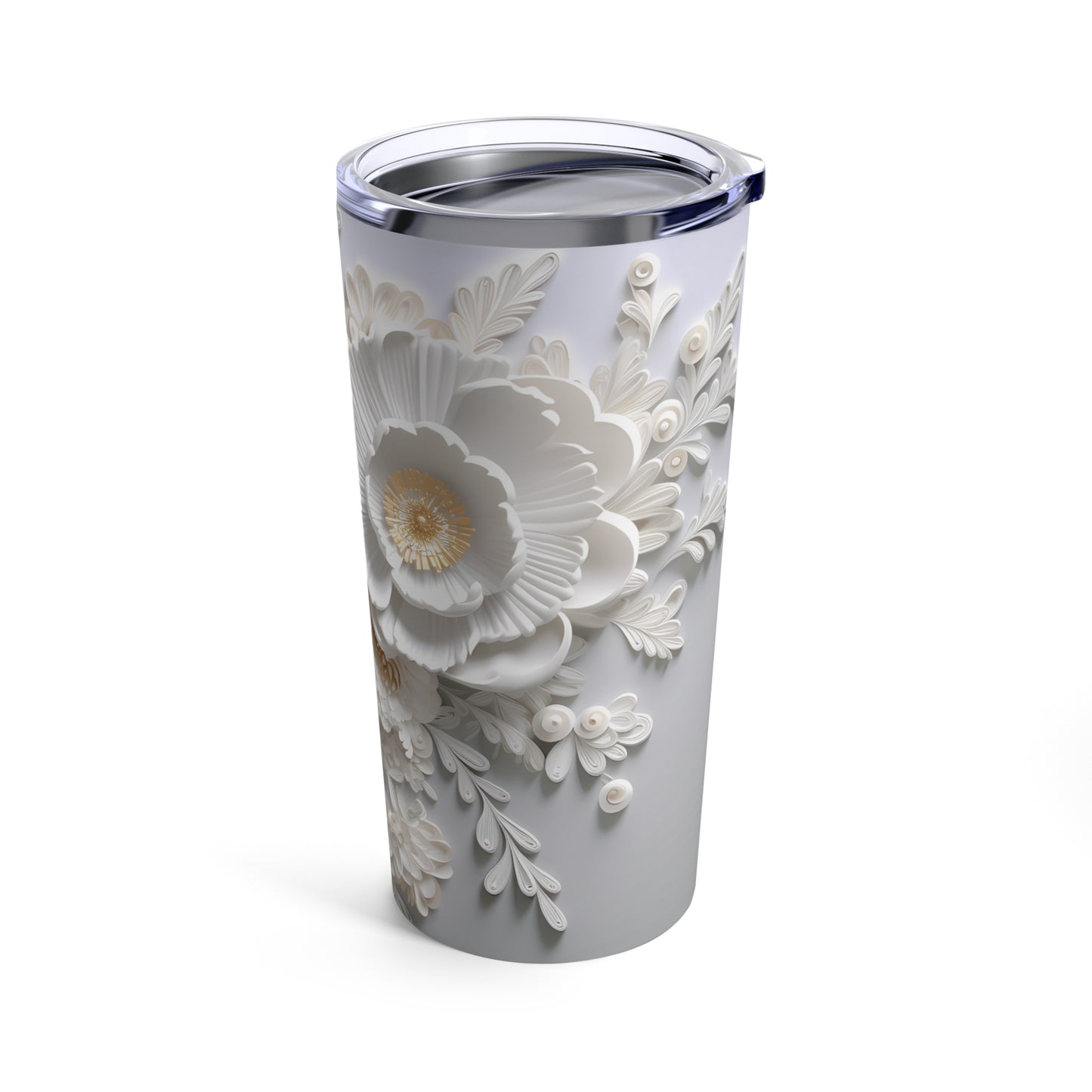 3D White Flowers | Tumbler