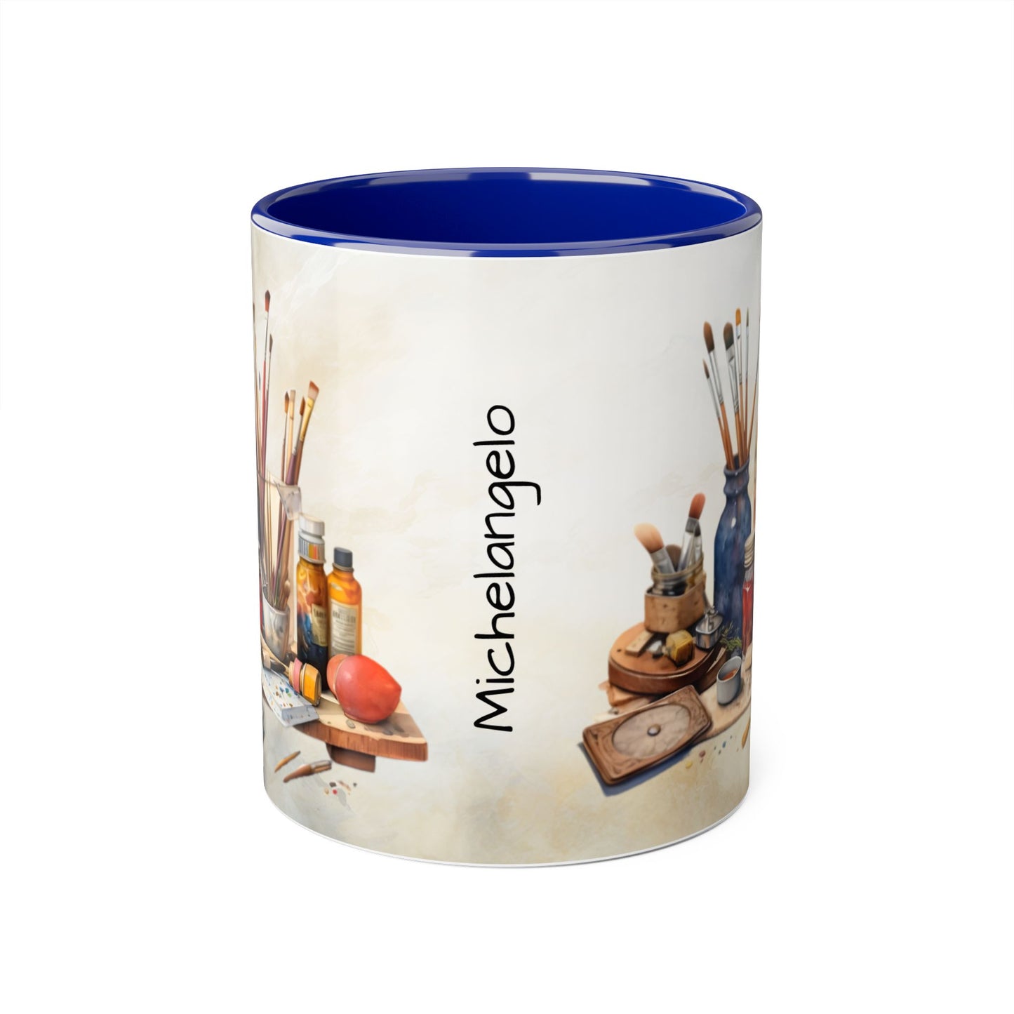 Artist's Painting Tools, Personalize It! Your Name, Accent Mug (Small) (Black/Light Green/Pink/Navy Blue/Red/Yellow)