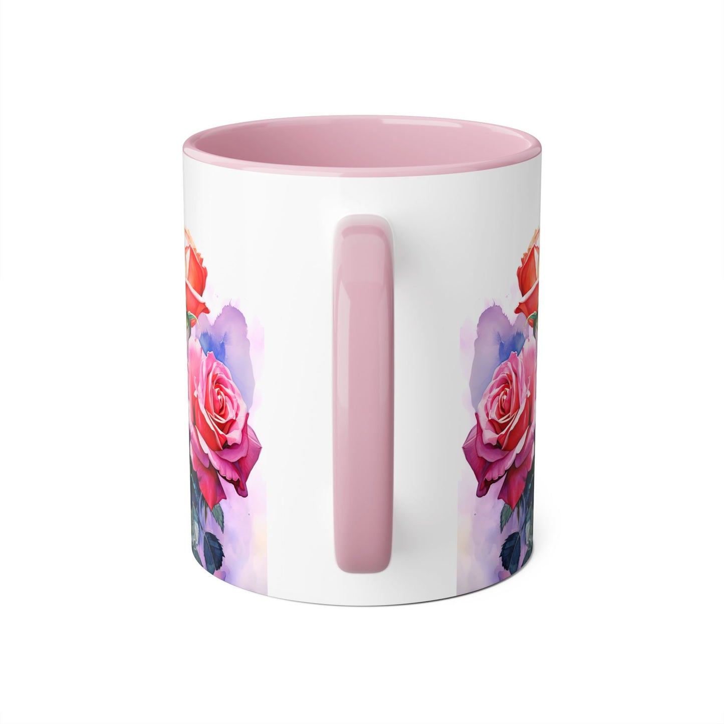 Roses Pink and Yellow · Personalize It! Your Name, Font and Color | Accent Mug (Small) (Light Green/Pink/Red/Yellow).