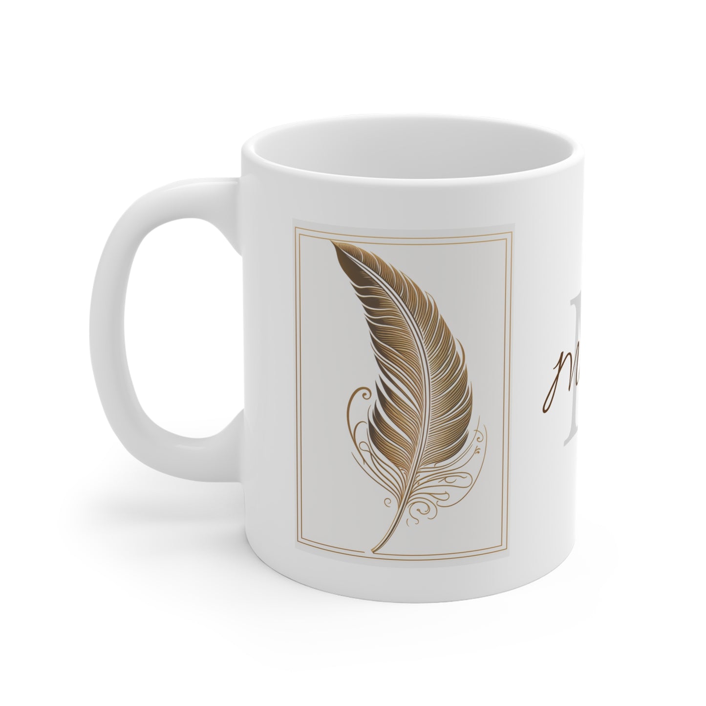 Golden Feather: Personalize It! Your Name | Ceramic Mug (Small/Medium/Large)