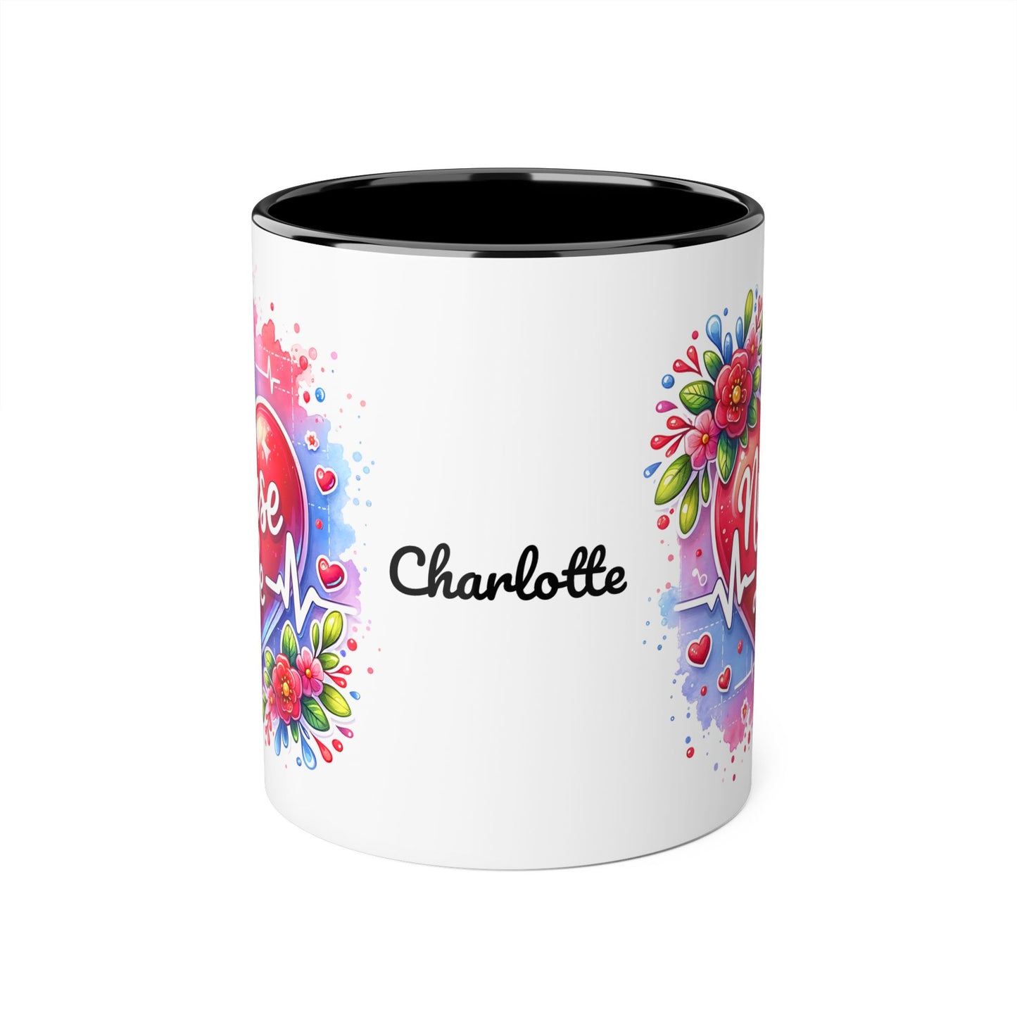 Nurse Life: Personalize It! Your Name | Accent Mug (Small) (Black/Blue/Light Green/Pink/Red/Yellow)