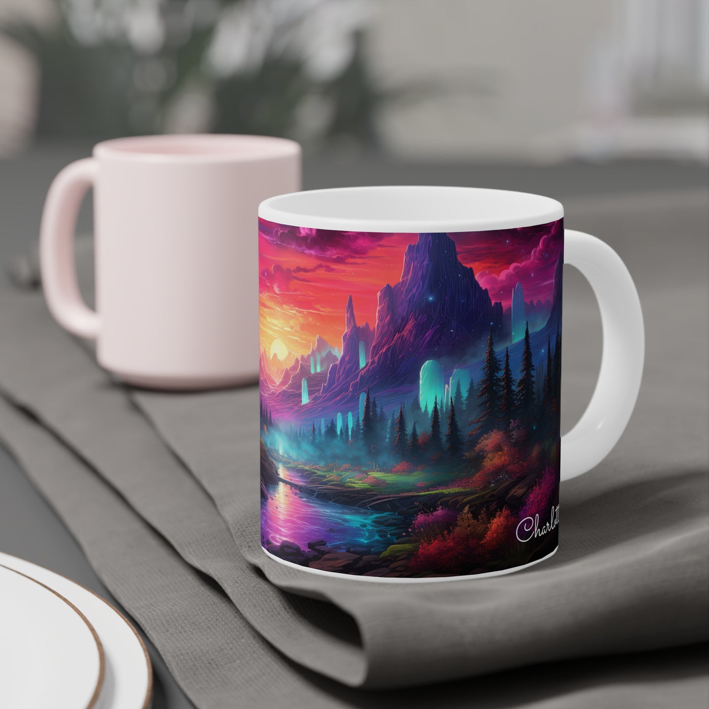 Ethereal Twilight Valley: Personalize It! Your Name, Your Font | Ceramic Mug (Small/Medium/Large)