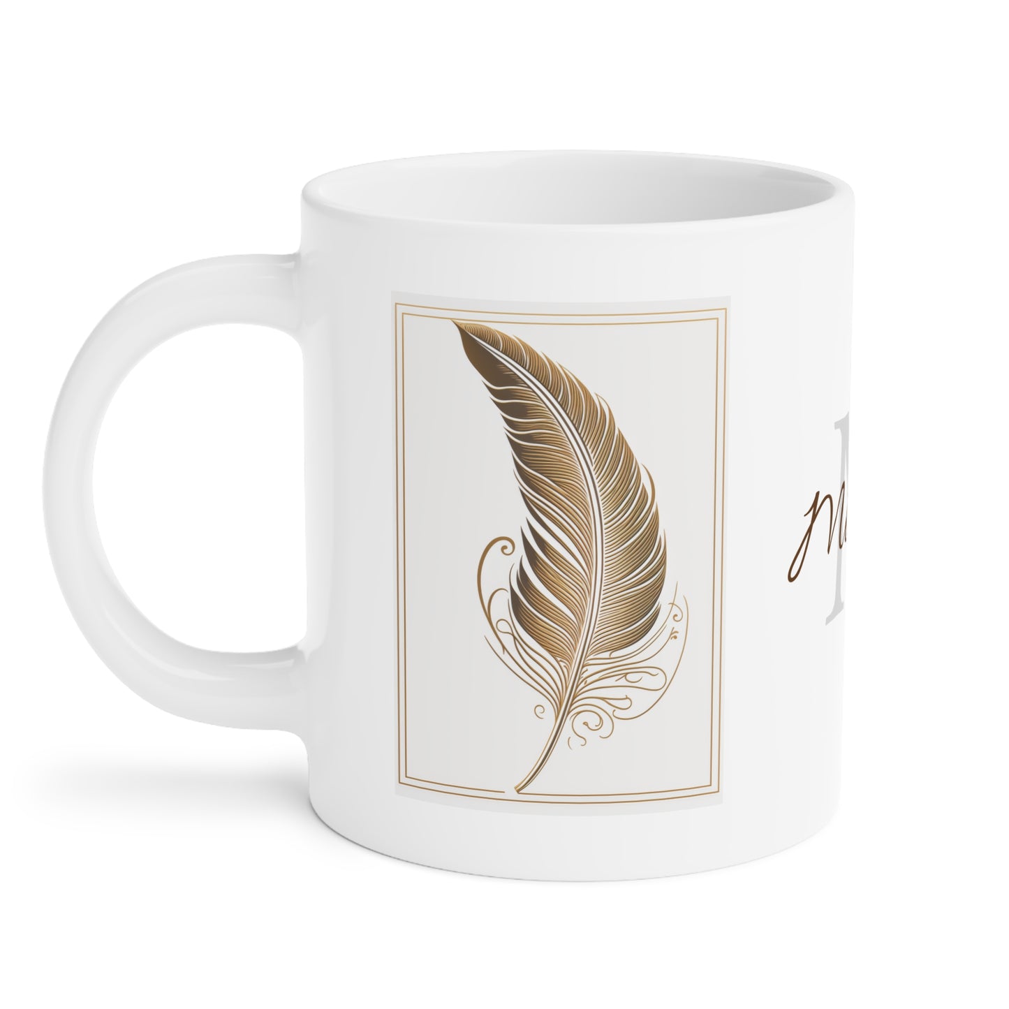 Golden Feather: Personalize It! Your Name | Ceramic Mug (Small/Medium/Large)