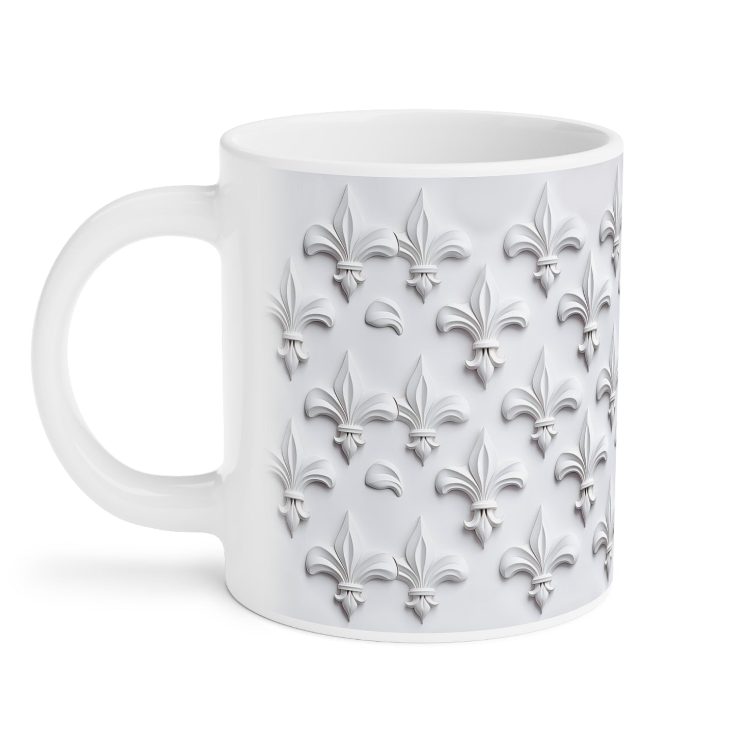 Fleur de Lys Relief, Ceramic Mug (Small/Medium/Large)