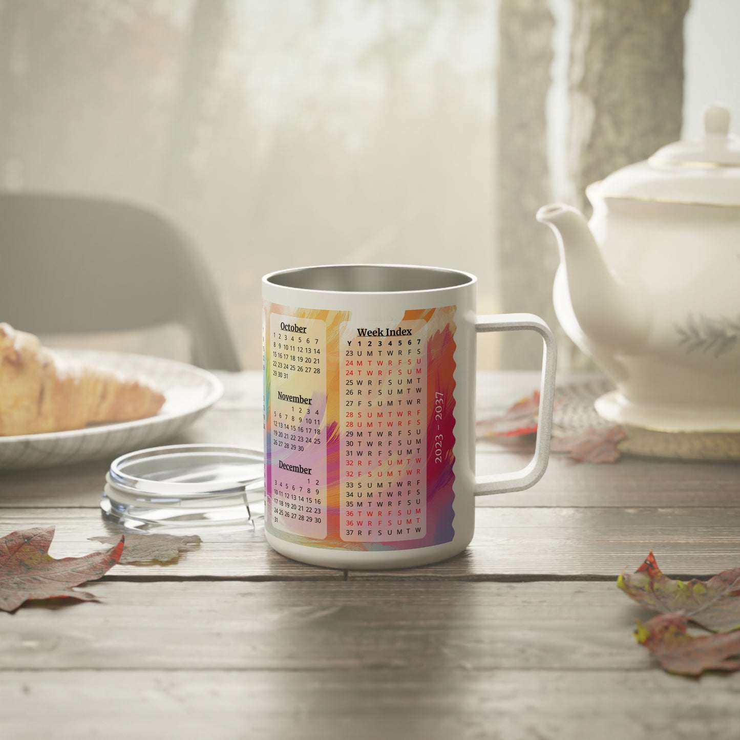 Palette of Pinks and Pastels, 15 Year Calendar 2023 to 2037, Insulated Coffee Mug